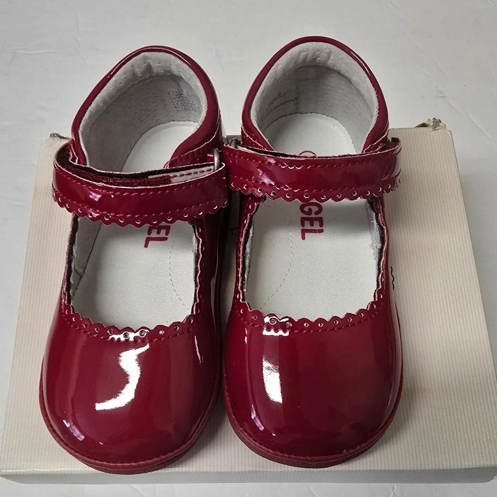 Angel Baby Red Patent Leather Scalloped Mary Jane Shoes Toddler Size 5 NWT